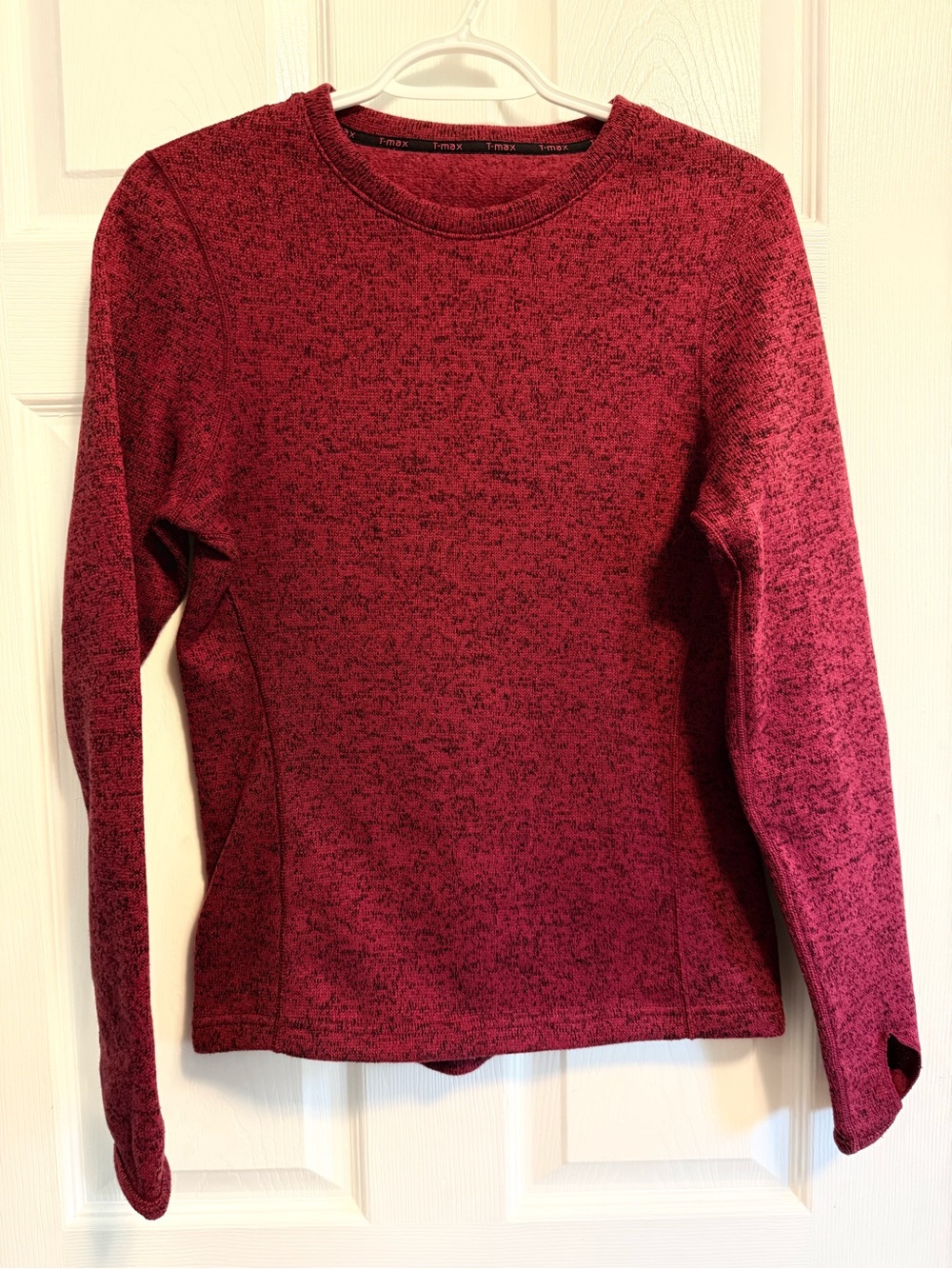 T-Max Heat Marled Burgundy and Black Crewneck Sweatshirt